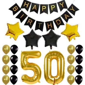 Комплект декор за парти в чест на 50-годишнината честит Рожден Ден, Банер с балон с номер 