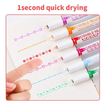 Комплект Дръжки-Маркери 6 Color Curve Маркери с Две Топчета, Маркерная Дръжка Curve Съвет и Тънки Уши 6 Color Flownwing Curve Pen Занаятите Pens