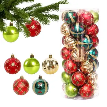 Комплект коледни топки 2.4 инча, трайно многоцветное украса от 30 теми, преносим комплект декоративни топки, празничен декор за Коледа