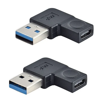 Конектор тип C за свързване към USB A извити наляво надясно на 90 градуса