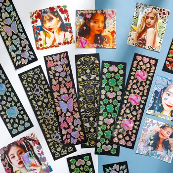 Корейски етикети за фотокарточек Сърцето Звезда Малка панделка с пайети Декоративни Цветни самозалепващи стикер за картички за албуми Сам Decor