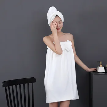 Лейси пола за баня от бял коралов кадифе в корейски стил с шапочкой за суха коса, която абсорбира вода и plumping висококачествени домакински кърпи за баня