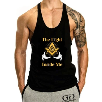 Масонски магазин Freemason the Light Inside Me, мъжки майк, мъжки нови модни удобни памучни тениски без ръкави