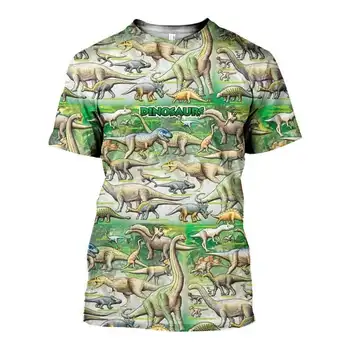 Мъжка тениска Дрехи Големи размери Тениска с динозаври С Пълна Принтом Лятна Мода За Почивка С Къс ръкав