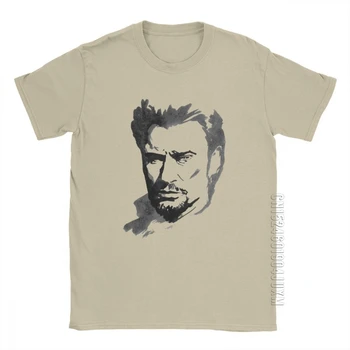 Мъжки t-shirt Johnny Hallyday, рок-музика, забавни дрехи с кръгло деколте и къс ръкав, памучен тениска, идея за подарък тениска
