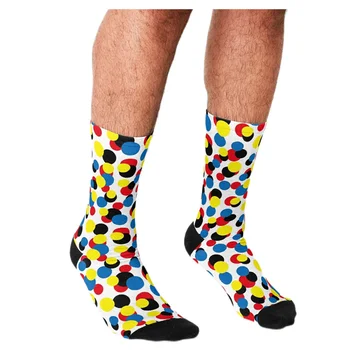 Мъжки Забавни чорапи Mondrian Color Dots Чорапи harajuku Men Happy в стил хип-хоп, Новост, скъпа екип от момчета, Ежедневни Луди Чорапи за мъже