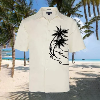 Мъжки ризи HX, модни и ежедневни риза с прости принтом на кокосовата палма, мъжки дрехи с 3D-графика, директна доставка на Ropa Hombre
