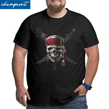 Мъжки тениски Pirate Of Caribbean Jolly Roger Модни Памучен Тениска Голям растеж С кръгло деколте, Потник Оверсайз 4XL 5XL 6XL Тениска