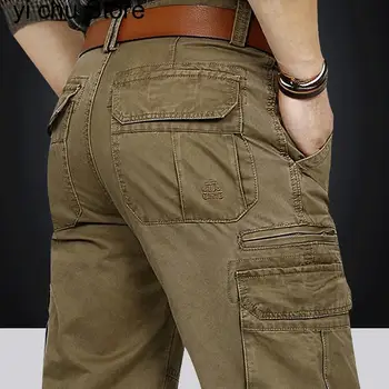 Нови мъжки панталони памук ежедневните Военни мъжки панталони-карго с много джобове армейского Каки Плюс Размер 30-44 Мъжки панталони