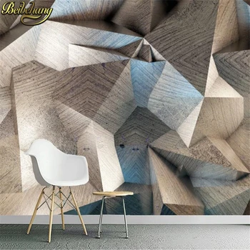 Обичай Европейските геометрични полигони тапети с промишлени вятъра на фона на снимка на Фреската Хол 3D тапети за декорация на дома