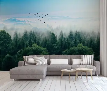 Обичай мъгла гора Снимка декор на стените Фрески 3D артистични тапети за хола ТЕЛЕВИЗОР, Разтегателен Фон Тапети за Декорация на спалнята