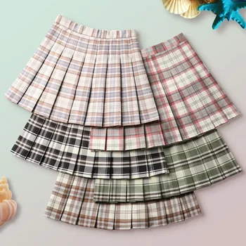 Облекло Харадзюку-line мини-поли плисирани поли дамски летни 2023 Пролетната мода корейски чист стил момичета, училищни униформи