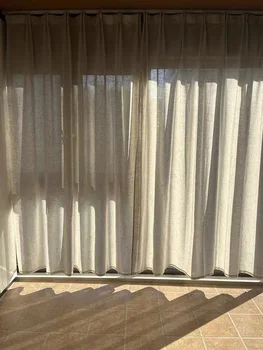 Однотонная плътна завеса от чист лен, потъмняване на 40%-60%, завеса за спалня и всекидневна