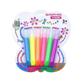 Писалки за чертане мехурчета Print Bubble Pen 6ШТ Вълшебни копчета за момичета Bubble Color Paint Pen САМ Bubble Drawing Pens 3D Art Безопасна дръжка