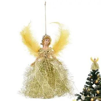 Подвесная кукла-ангел Коледни украси Коледно дърво Ангел-topper с крила Празничен Ангел-висулка Подаръци, украса за дома