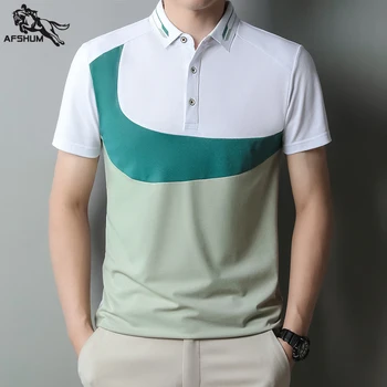 поло риза мъжка лятна нов висококачествен памучен мъжка риза с къс ръкав и принтом заплитането на младежки бизнес ежедневни риза с къси ръкави M-3XL 4XL T25