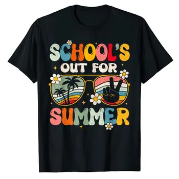 Последния ден от лятното училище, тениски за учители, модни празнична дрехи за момчета и момичета, ризи с къси ръкави и модел за почивка