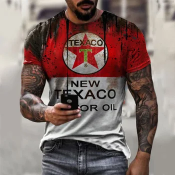 През лятото на 2022 г. Нова реколта мъжка тениска оверсайз, ежедневни тениски с цифрово 3D-принтом, мъжки топ с къс ръкав