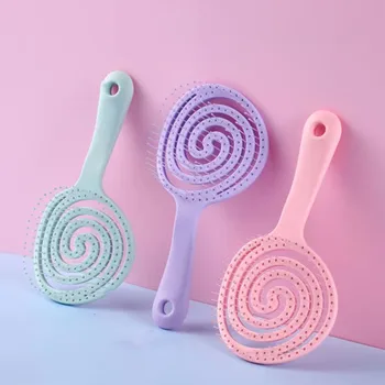 Преносима масажна четка за коса във формата на леденца Macaron Lollipop с дълга коса във формата на бутик