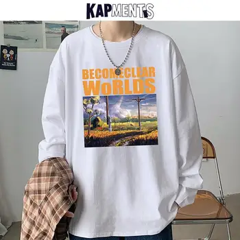 Пролетни тениски Harajuku Оверсайз с дълъг ръкав, памучни 2023, бяла Японска градинска облекло, тениски, Реколта Корейски върховете