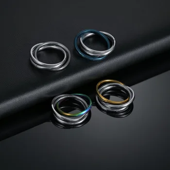 Пръстени от титанов стомана 2 мм за мъже и жени, подарък за рожден ден, Щастливо дискредитирующее пръстен от три части, като Коледен подарък за избор