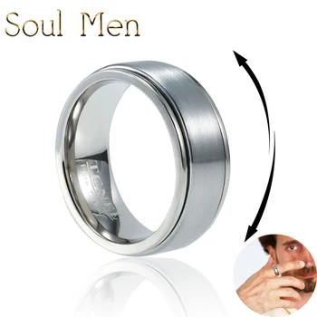Пръстени-Прядильщики от титан и волфрам, 6/8 мм за мъже И жени, Годежен пръстен за Половин размер, Без никел, Комфортна Засаждането на фигурата.