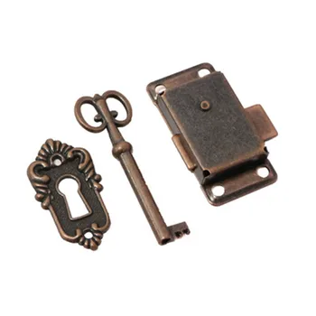 Ретро Автоматично заключване на вратите Кутия за бижута, Дървена Ковчег 53x26 мм Багажник-купе Система за заключване на вратите на гардероба с ключ на кабинета Хардуер