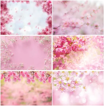 Розови цветя Цъфтят през пролетта, фонове за новородени, фотографска боке, Природни пейзажи, фотофоны, декор за портрет на дете на рожден ден
