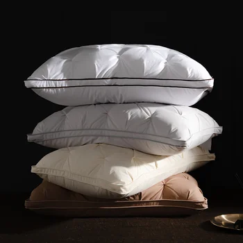 Спално Бельо, възглавници за сън, калъф от 100% памук с пълнеж от 95% гъши пера, 3D възглавница от хляб пух стандартен размер Queen Size