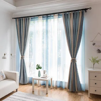 Съвременните щори в средиземноморски стил за хола, завесите в ивица от памук и лен, спални и трапезария по поръчка