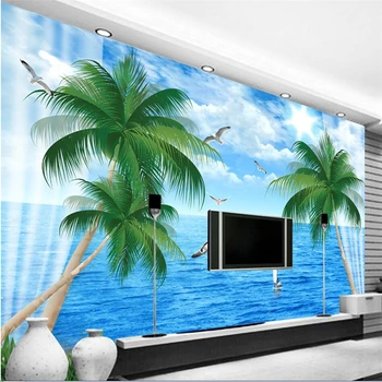 тапети wellyu papel de parede На поръчка Свеж вид на море, красива фон в средиземноморски стил, 3D тапети behang