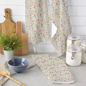 Текстура цветя и зеленина Кухненски кърпи Впитывающая кърпа за съдове, Кърпа за съдове за кухня Инструмент за почистване на домакински
