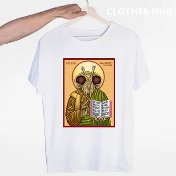 Тениска FSM Flying Spaghetti Monster, Лятна ежедневни забавна тениска с кръгло деколте и къс ръкав
