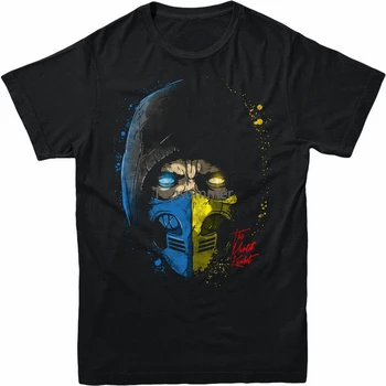 Тениска Mortal Kombat Отрицателни Scorpion Half Face, Пародийный Подарък, Тениски за възрастни и деца, Тениска с пълна Модел