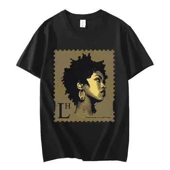 Тениска с графично изображение на музикален албум времена Лорин Хил, мъжки и дамски реколта ежедневни тениска с къс ръкав, модни градинска облекло в стил хип-хоп, Рок