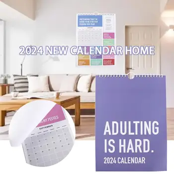 Удебелена хартия, която е трудно да се преструвате, календар на 2024 година, на 12-месечен вдъхновяващи стенен календар на спирала макарата, плавен обърнали страници