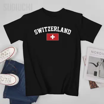 Унисекс, Мъжки Реколта Тениска Switzerland Flag Suisse, Тениски С кръгло деколте, Тениски За Жени, Момчета, Тениска от 100% Памук