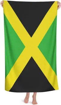 Флаг Ямайка, Ямайское плажна кърпа за възрастни, впитывающее джобно Леко одеяло, кърпи за баня, Меки хавлии за плаж, фитнес зала, пътешествия.