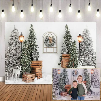 Фон за снимки в парка чудеса, Коледа Зимния Сняг фон за фотосесия с бор, на фона на портрет на новородени деца