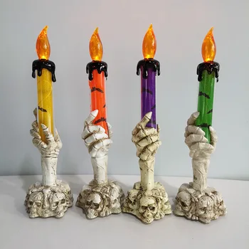 Хелоуин LED Призрак Скелет, Държи свещ на Хелоуин Парти Духове Къща Бар Начало Декор, Реквизит на ужасите Тиквен фенер 2023