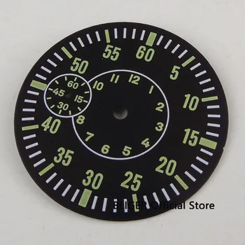 Циферблат часа Nologo 38,9 мм, зелени цифри, светлинен маркер, подходящ за ЕТА 6497, механизъм ST3600