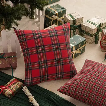 Червена Коледна декоративна възглавница/ калъфка 45x45 Декоративни възглавници за дивана Украса на хола в скандинавски стил Калъфки подарък