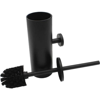 Черен държач за тоалетна четка Стоманена инструмент за почистване, монтирани на стената в банята, четка за тоалетна