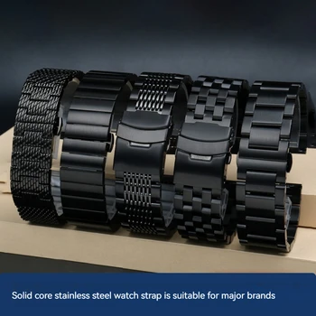 Черен метална каишка от неръждаема стомана за Huawei Watch GT 4 3 Pro 2 46 мм мъжки въжета за часа на ширина 20 мм и 22 мм за Seiko часовници Casio