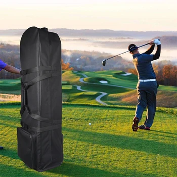 Черна авиационна чанта за голф, водоустойчив, защитен калъф, 900D, найлон, удебелена авиационна чанта, аксесоари за голф, Унисекс