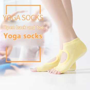 Чорапи за йога с отворени пръсти и без облегалка С лепило в средната тръба за противоскользящих чорапи за йога